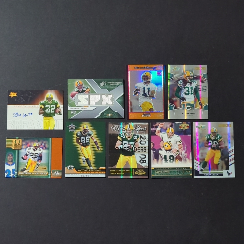 9 Cards Green Bay Packers Lot Numbered Autograph Jersey Rookies Favre Nelson